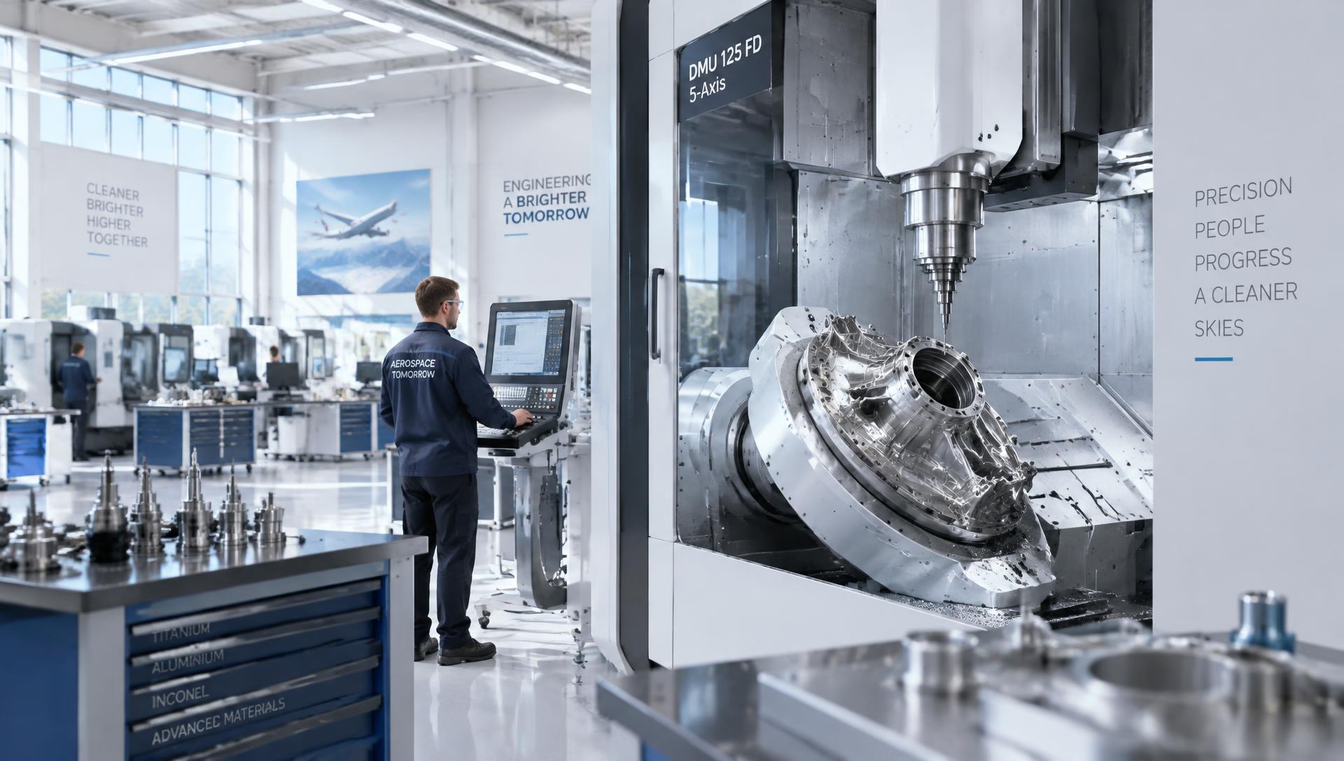 5-axis CNC machining of an aerospace component